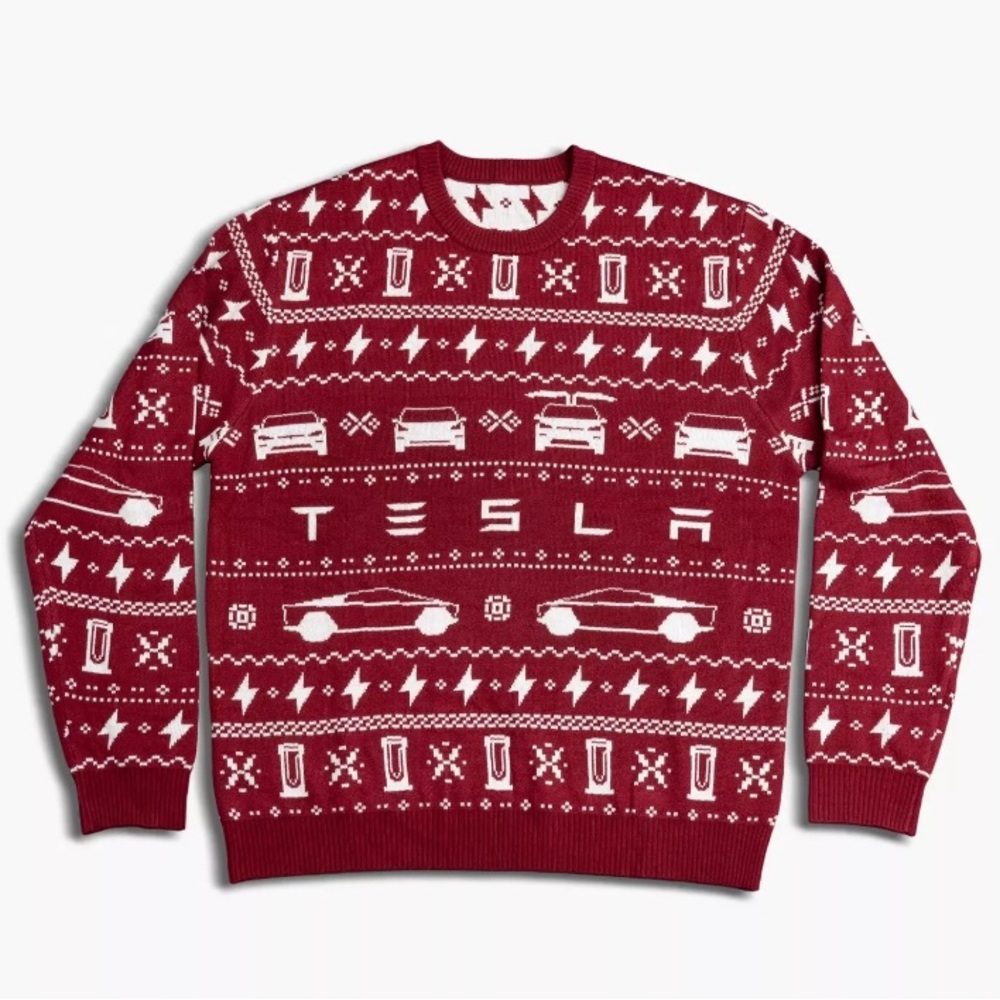 Official Tesla Apparel Model X-mas Sweater Medium Brand New